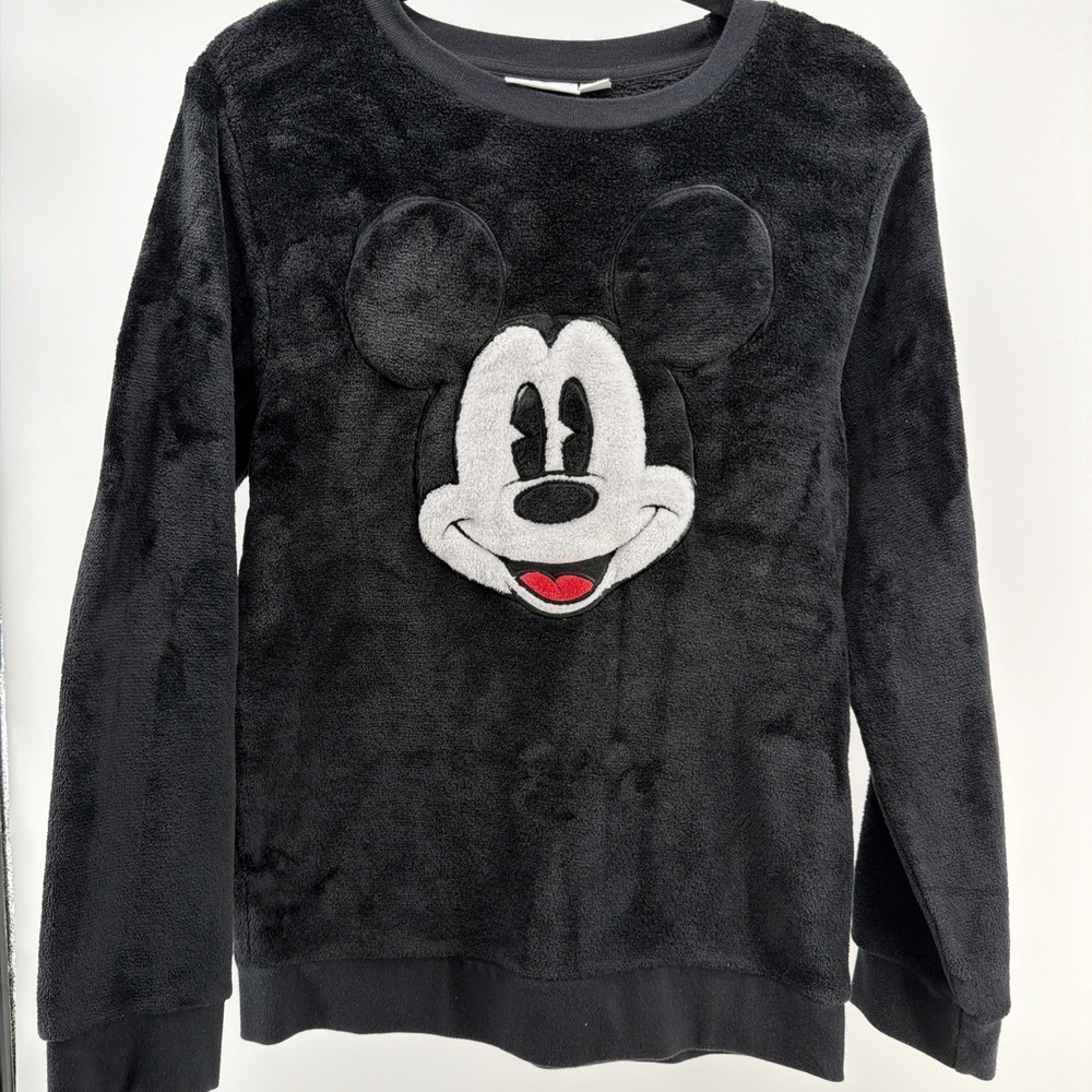Disney‎ Parks Velour Plush Fleece Mickey Mouse Pullover Sweater Sweatshirt SMALL